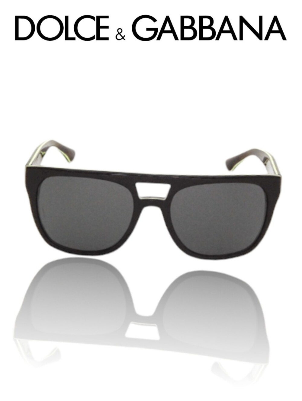 Dolce & Gabbana 4255 Havana Tortoise Sunglasses Gray Lenses Lime Green Trim - Picture 3 of 12